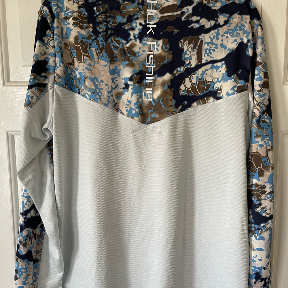 Huk Performance Camo Long Sleeve Shirt - Blue, Tan, Navy - Picture 2 of 3